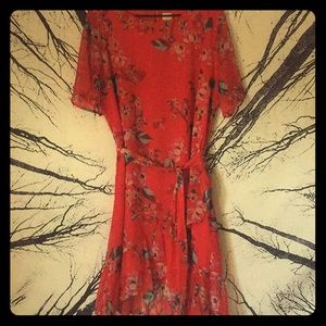 Dark Coral Floral Dress